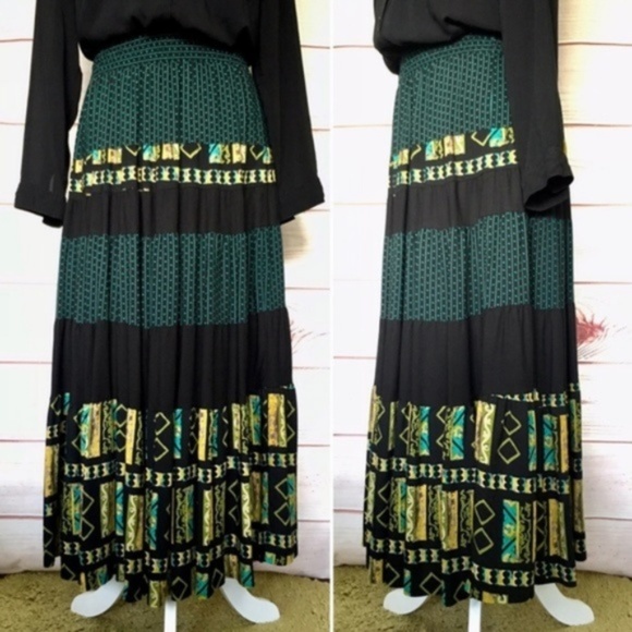 Vintage German US Maxi Skirt Green Size M - Picture 4 of 12